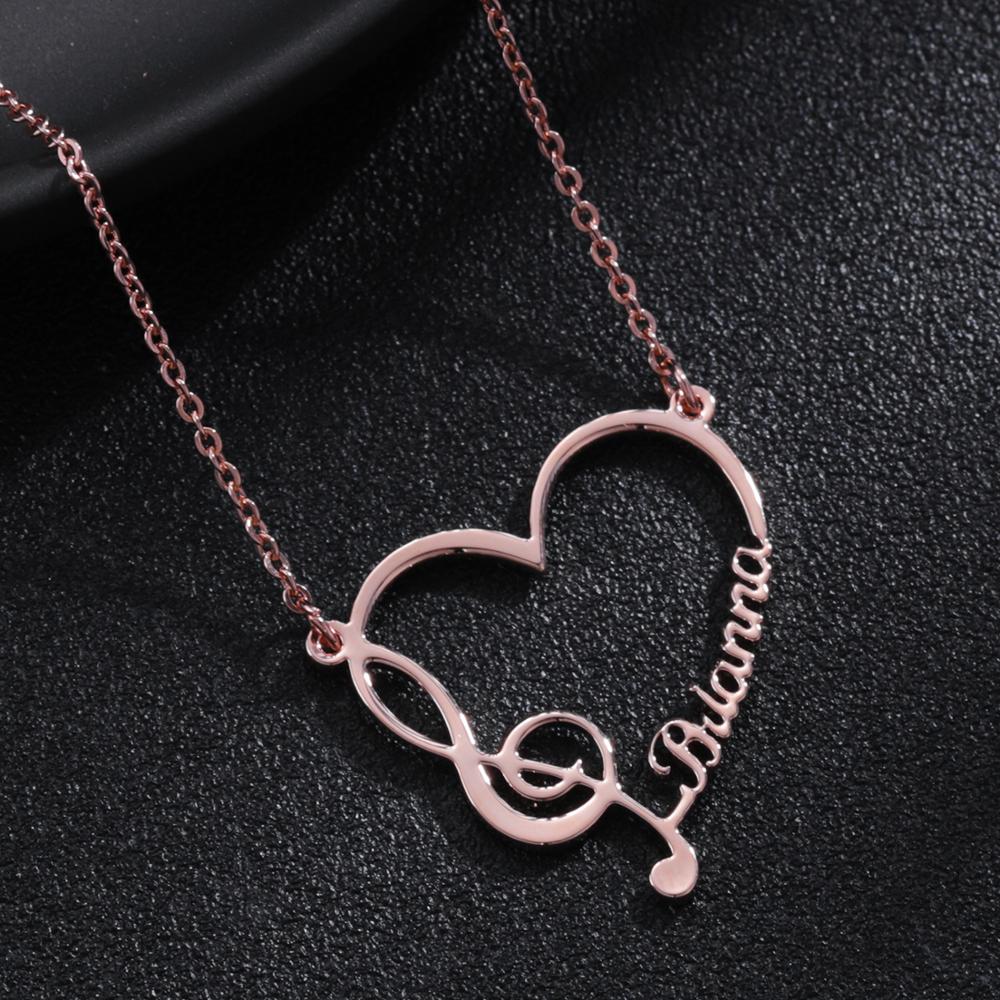 Musical Heart Custom Name Necklace