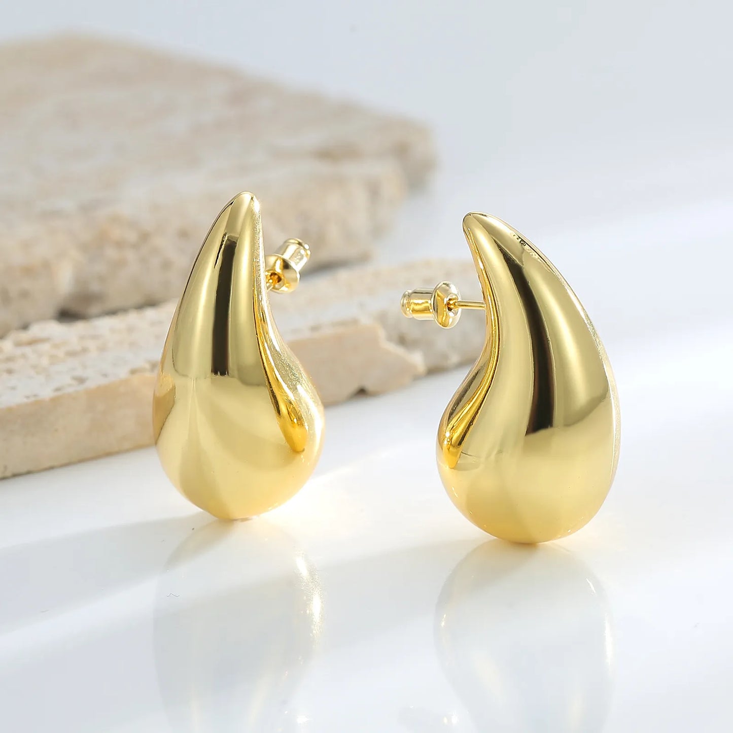 Golden Water Drop Earring