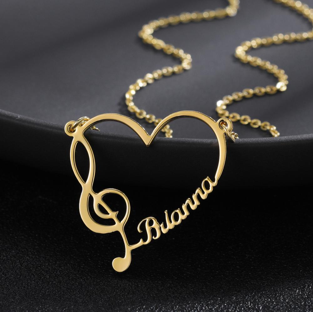 Musical Heart Custom Name Necklace