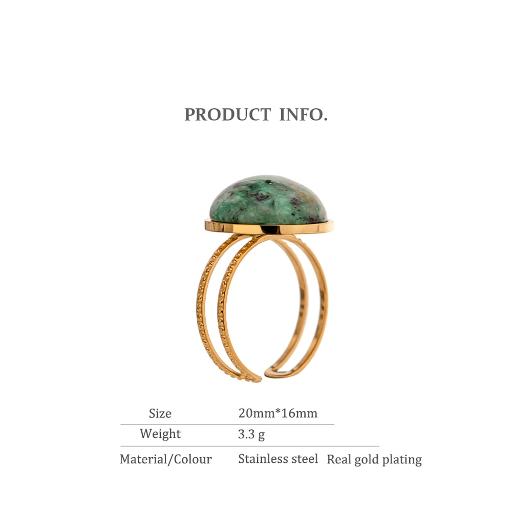 Green Natural Stone Ring